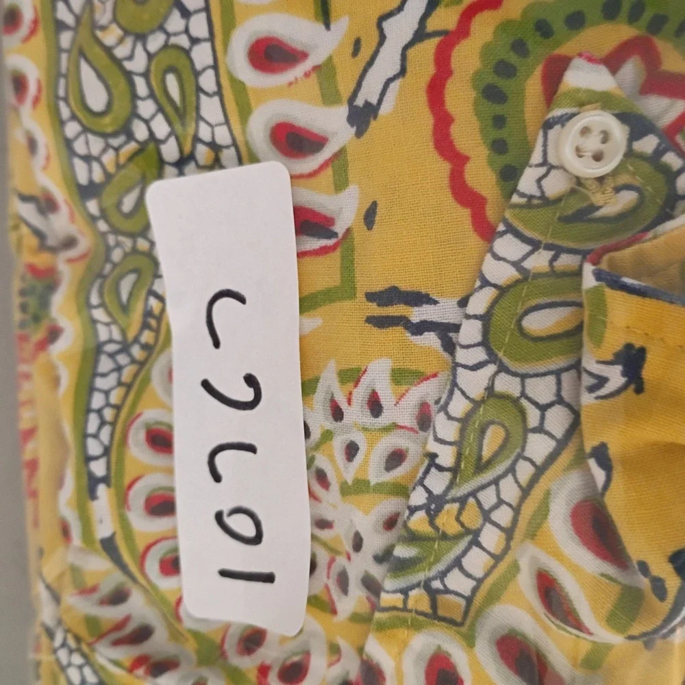 Ralph Lauren Bob Camp Mens M Yellow Paisley Hawaiian Camp Shirt Cotton Resort